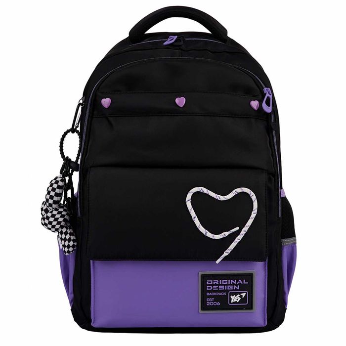 Рюкзак підлітковий шкільний YES Purple Hearts TS-48 на зріст 145-175см
