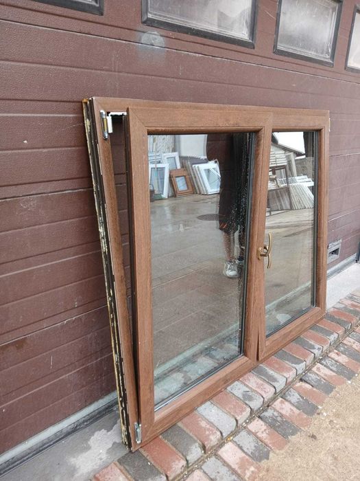 Okno dwuskrzydłowe 167x137 okna używane orzech DOWÓZ CAŁY KRAJ