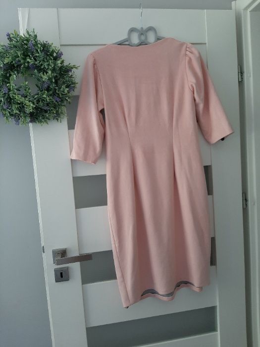 Sukienka ciążowa zamszowa dresówka rozm. 38/40 pudrowy róż