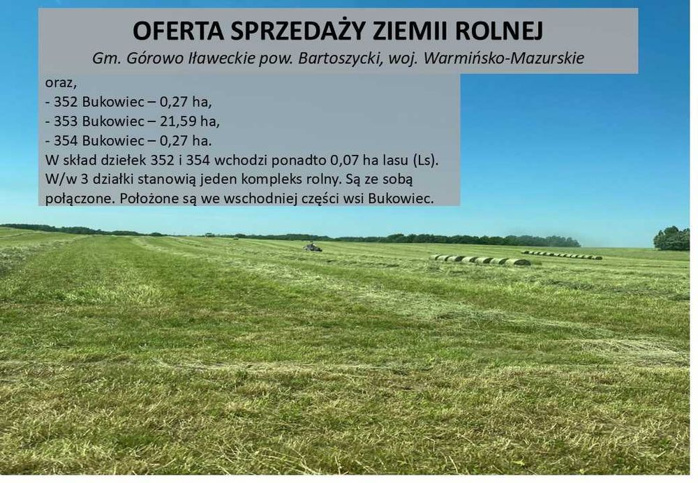 Ziemia rolna - 330 ha, hala użytkowa - 1120 m2, Warmińsko-Mazurskie