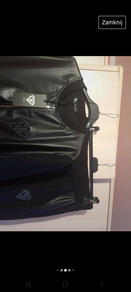 Dres czarny cyrkonie eco-skórki L/XL