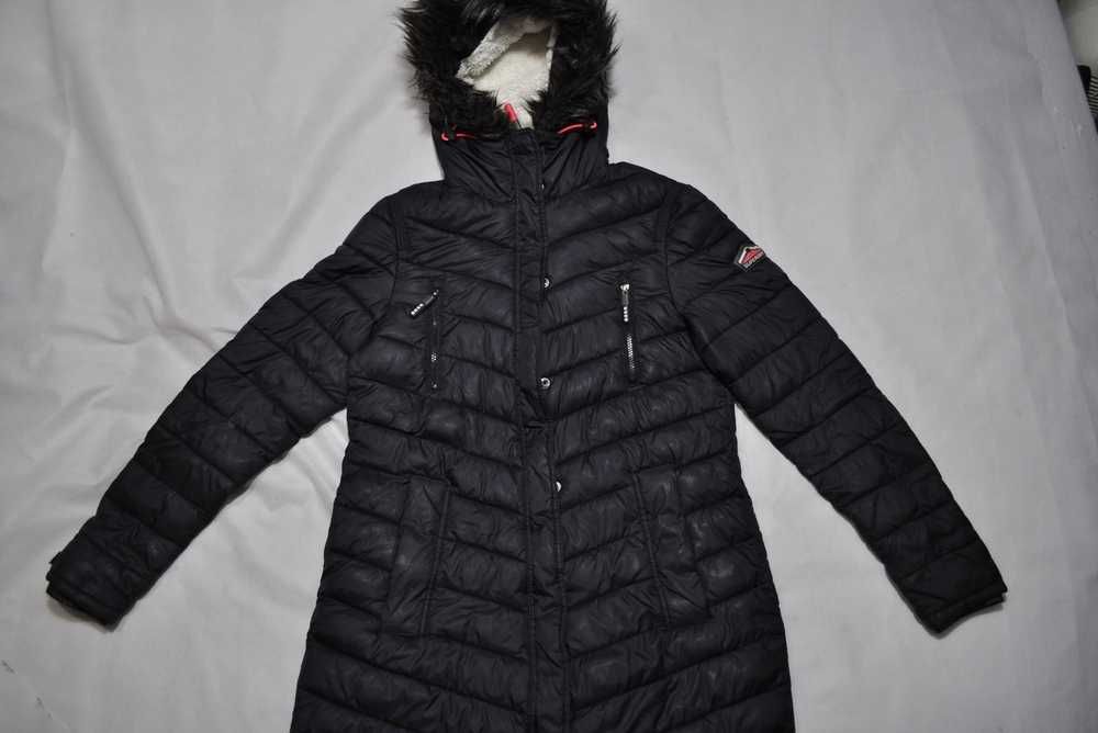 SUPERDRY XL długa damska kurtka zimowa ocieplana kaptur Japan sz1v
