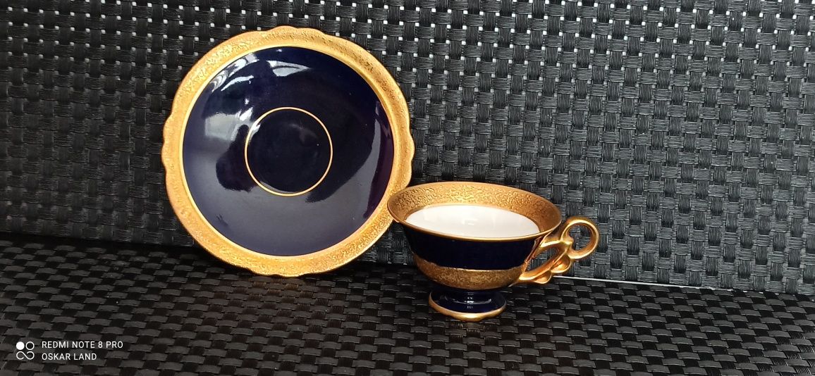 Porcelana ILMENAU Kobalt DUO Mokka Złocona BRABANT Filiżanka Piękna
