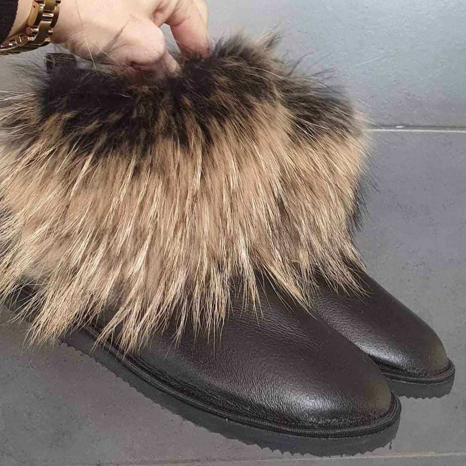 Buty damskie śniegowce naturalne futerko z jenota