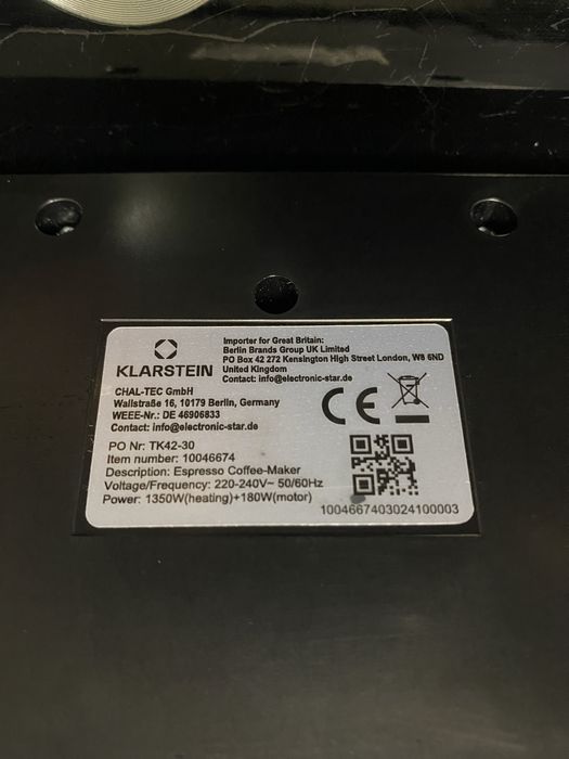 Кавоварка з млином з Німеччини Klarstein GrandPresso Touch 10046674