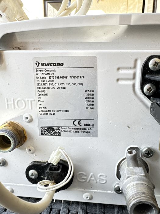 Esquentador vulcano sensor compacto