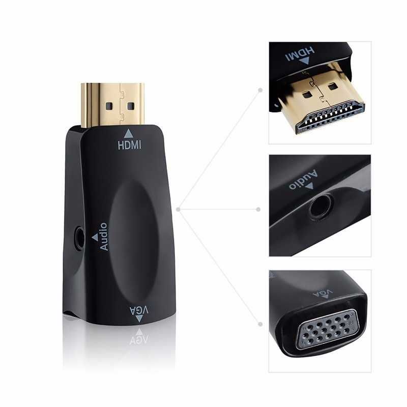 Conversor HDMI para VGA + Audio S/ ou C/ Alimentação p/ PS3, PS4, XBOX
