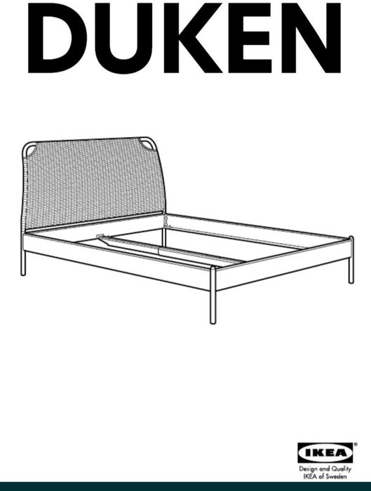 Łóżko metalowe białe Ikea Duken 140x200 stelaż i materac