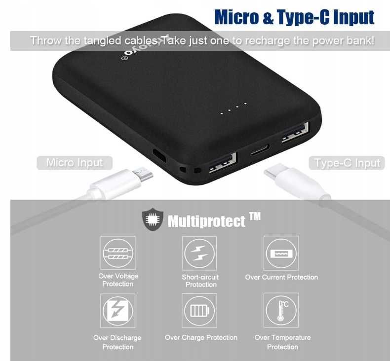MiniPOWERBANK 10000mAh 2xUSB / USB-C, Xnuoyo