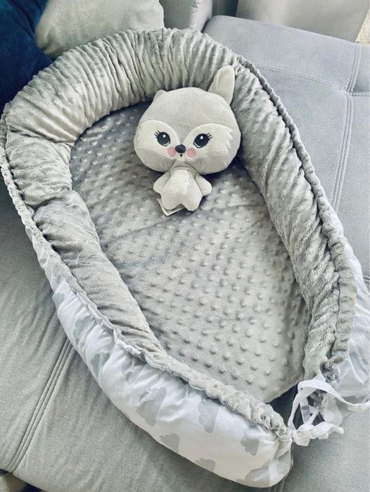 Kokon gniazdo dwustronny dla niemowlaka noworodka otulacz welur