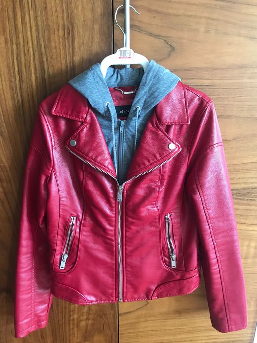 Kurtka Black Rivet czerwona S/M jak NOWA skórzana skóra ekologiczna