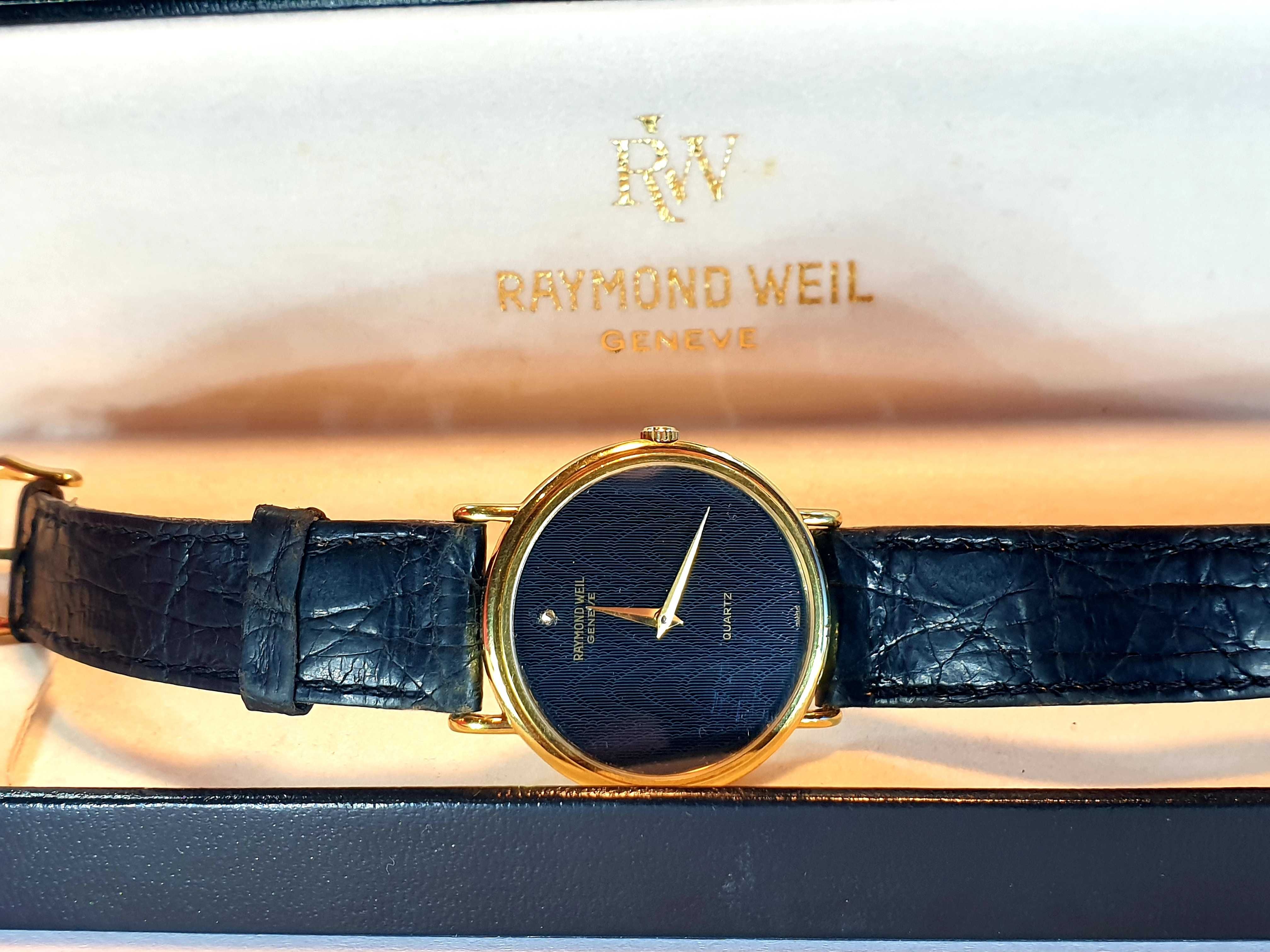 Raymond Weil złocony 18K meski zegarek kwarcowy SWISS