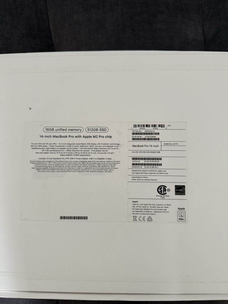Macbook Pro M2 Pro A2779