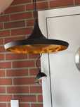 Lampa czarna wisząca okrągła, sufitowa, złota, miedziana