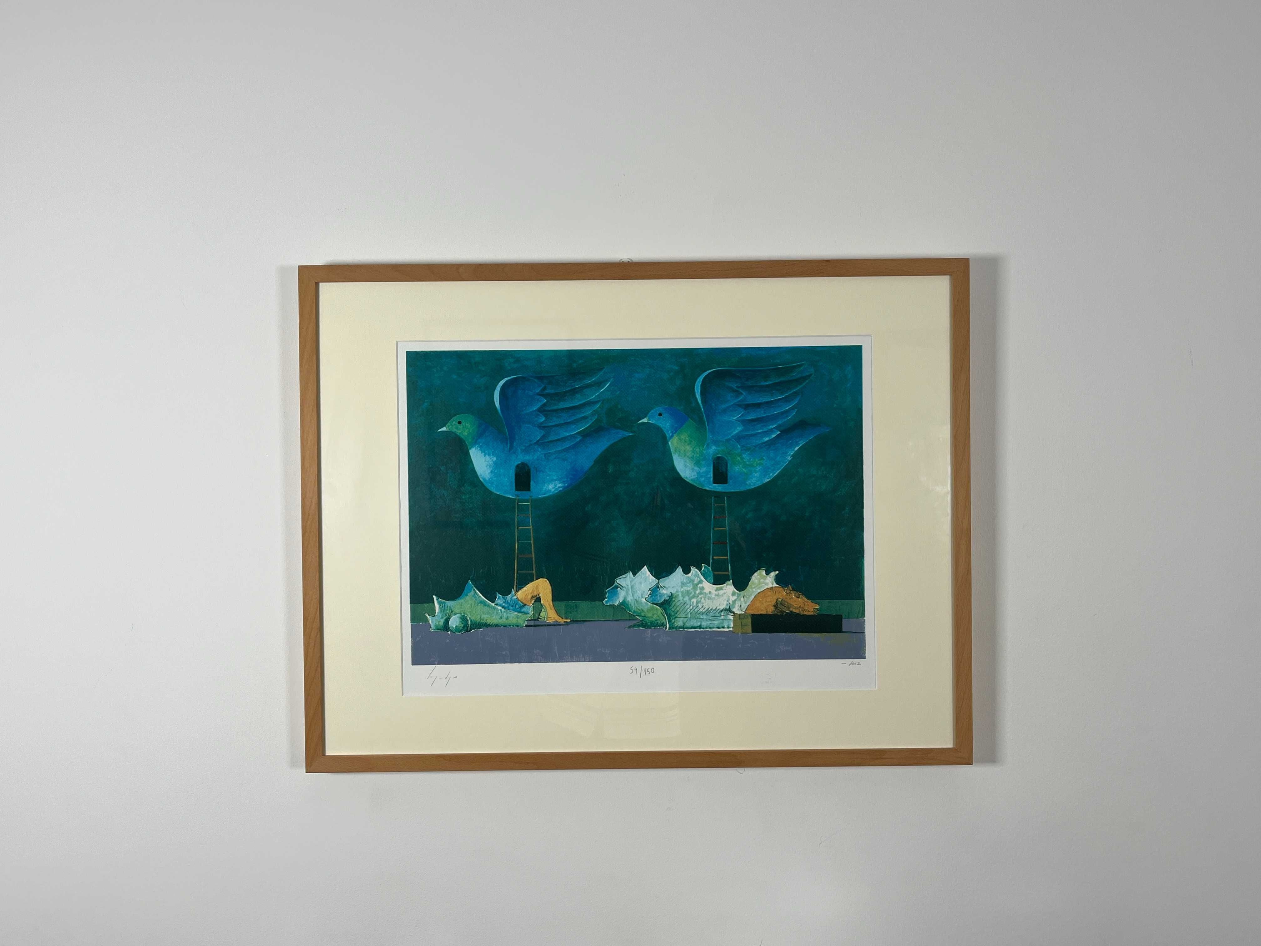 Serigrafia Cruzeiro Seixas e Alfredo Luz Emoldurada 83 x 63 cm