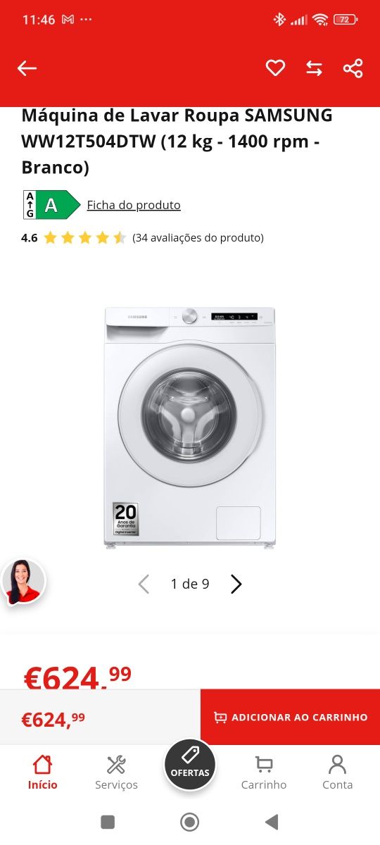 Máquina de lavar roupa SAMSUNG 12kg