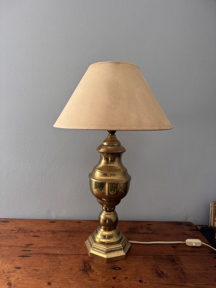 Vintage Latão Maciço muito antigo candeeiro mesa