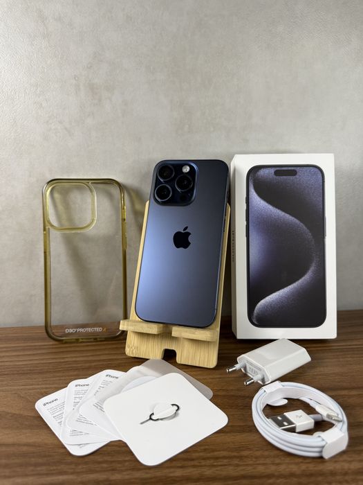 iPhone 15 Pro 128GB Tytan Błękitny | ideał | dowód zakupu | zestaw |