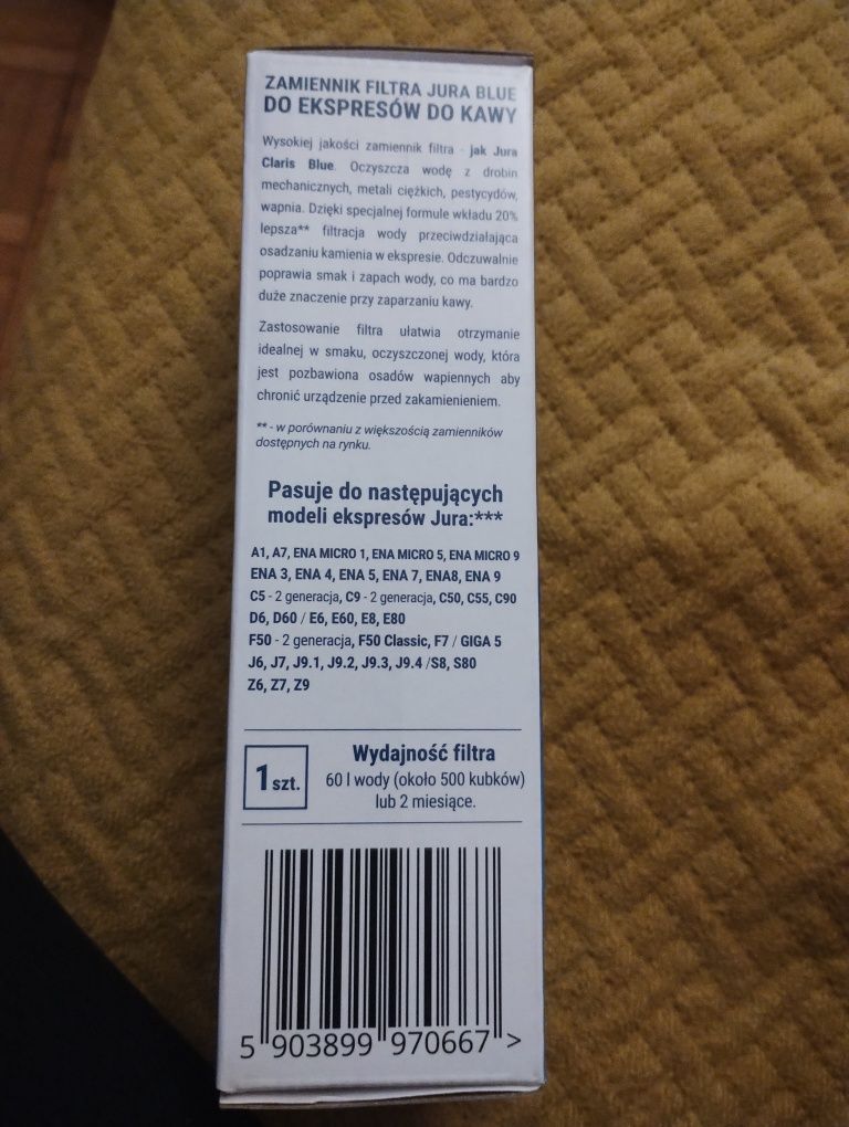 Filtr do ekspresu Jura BLUE zamiennik D6E8S8A1