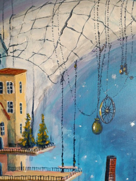 DUŻY obraz olejny na płótnie T. Kluszczyńska - Księżycowy azyl 60 x 80