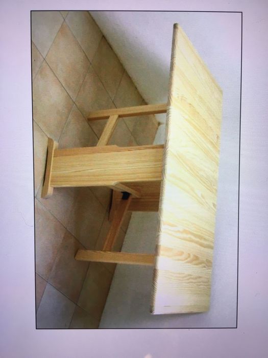 Mesa dobrável madeira pinho maciço 140x80 aberta