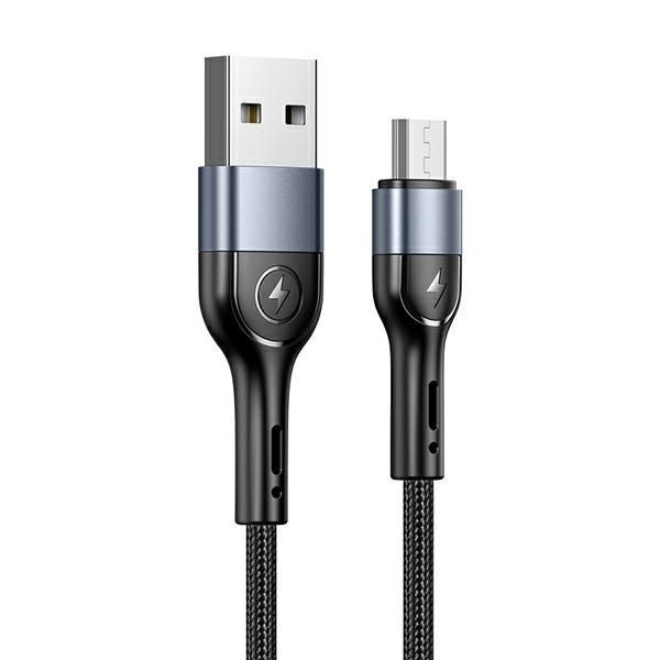 Kabel USB USAMS U55 Micro USB 2A Nylonowy Splot 1M Black
