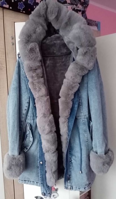 Płaszczyk zimowy, jeansowy xl