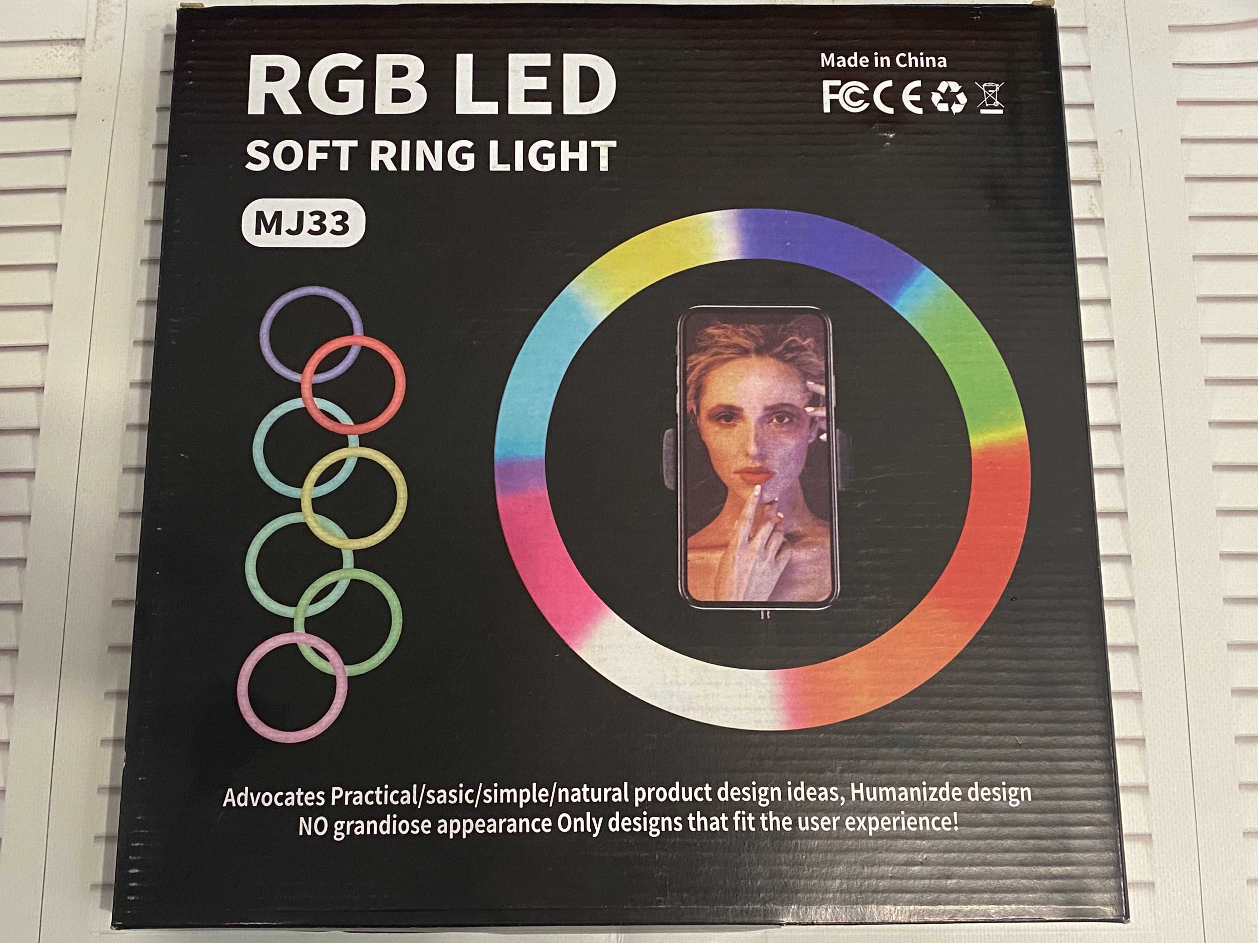 Кольцевая лампа RGB LED MJ33 33 см. с держателем для смартфона