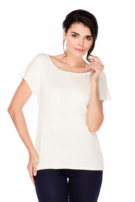 Violana Mleczna Bluzka Krótki Rękaw R. M