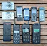 coleção telemóveis antigos e câmaras digitais