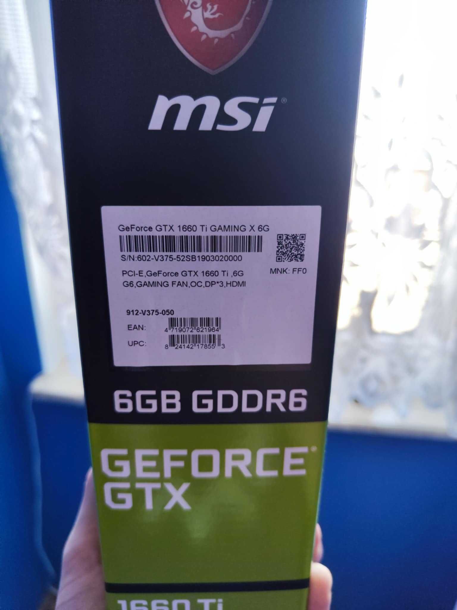 Sprzedam kartę graficzną MSI GeForce GTX 1660 Ti GAMING X 6GB GDDR6