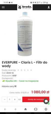 Filtr Wody do expresów Pentair everpure claris L OKZAJA POLOWA CENY!!