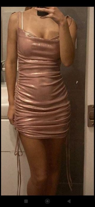 Sukienka krótka różowy pudrowy