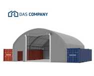 10x12m Namiot ZADASZENIE do kontenera WEJŚCIE+WJAZD - Tył pusty DAS