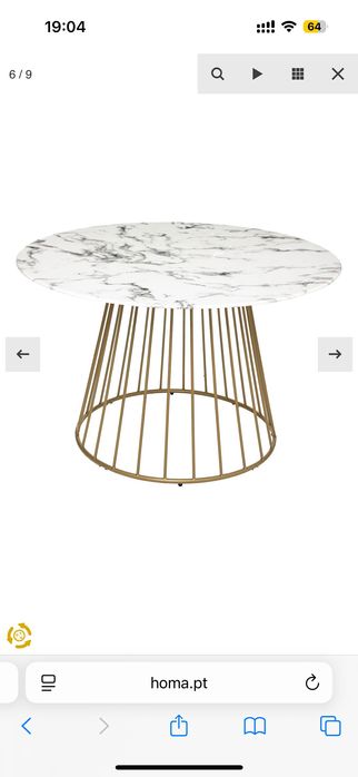 Mesa de jantar redonda com tampo marmore