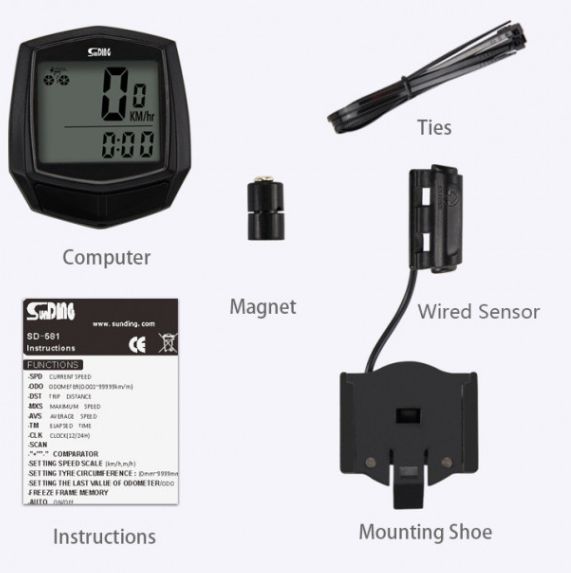 Велокомпьютер велоспидометр SunDING SD-581 водозащита спидометр вело
