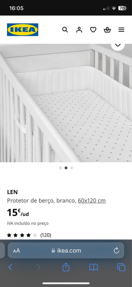 Berço com colchão de espuma, resguardo e protetor de berço • NOVO