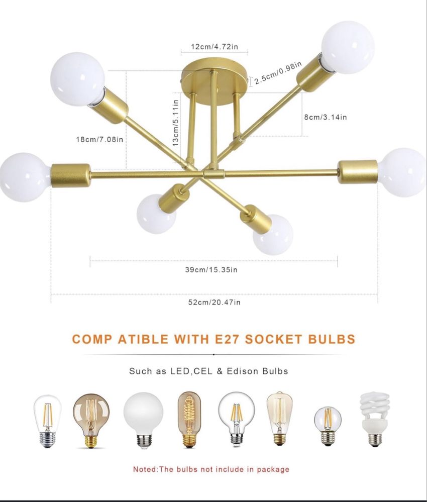 Lampa Wisząca Vintage Żyrandol Metalowy Retro