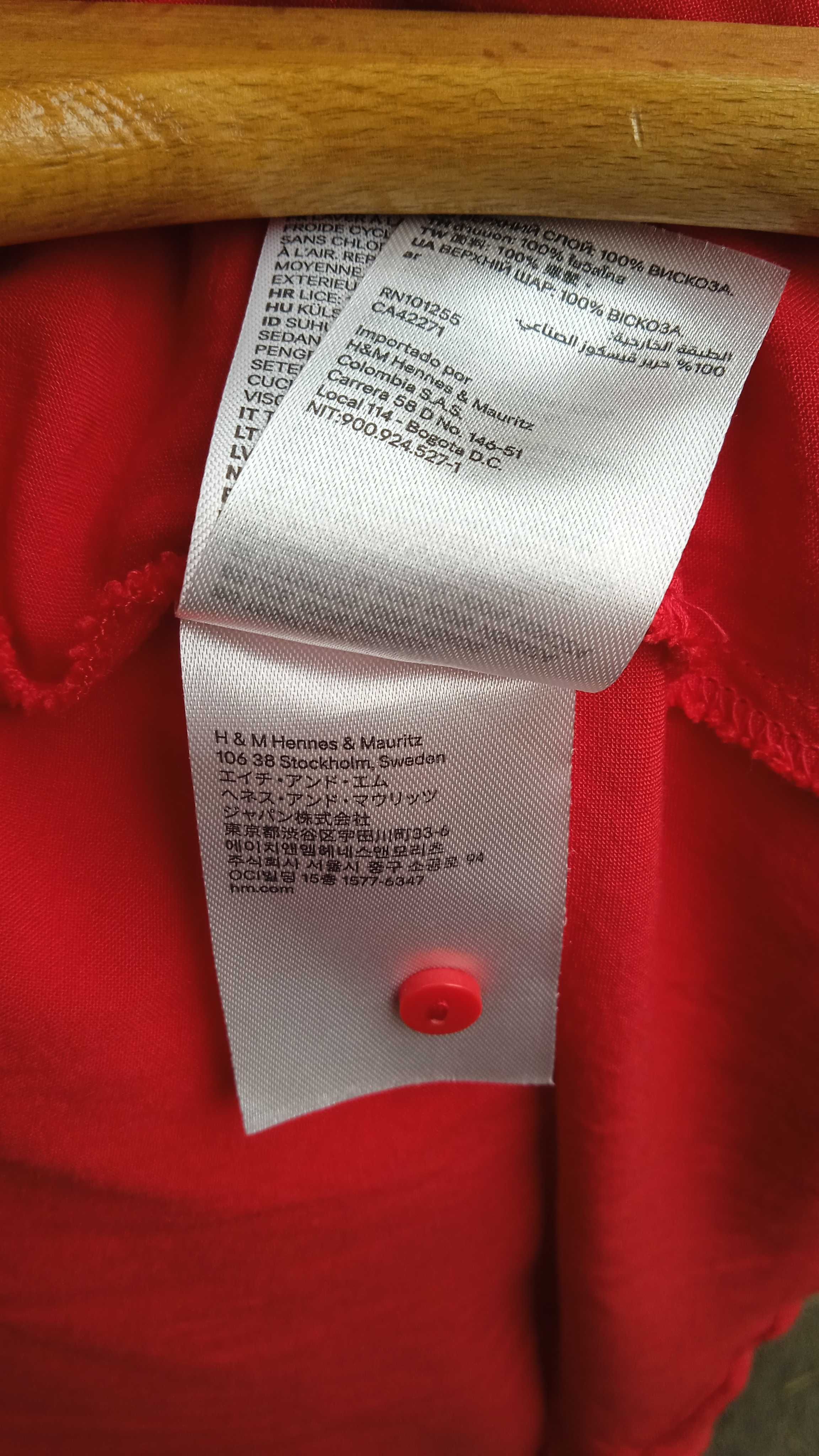 H&M czerwona sukienka koszulowa midi szmizjerka 34 xS zapinana sutanna