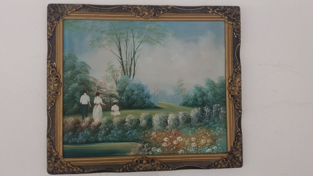 Quadro com tela pintada a óleo