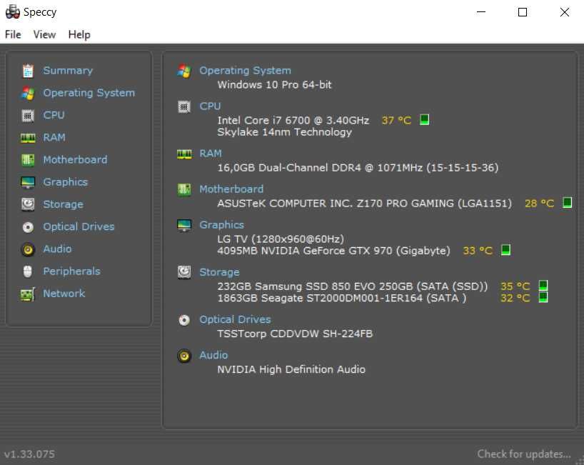 i7-6700, 3.4GHz | GeForce GTX 970 | Asus Z170 PRO GAMING | 16GB DDR4