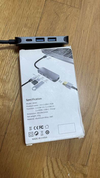 4 в 1 usb-c hub silver