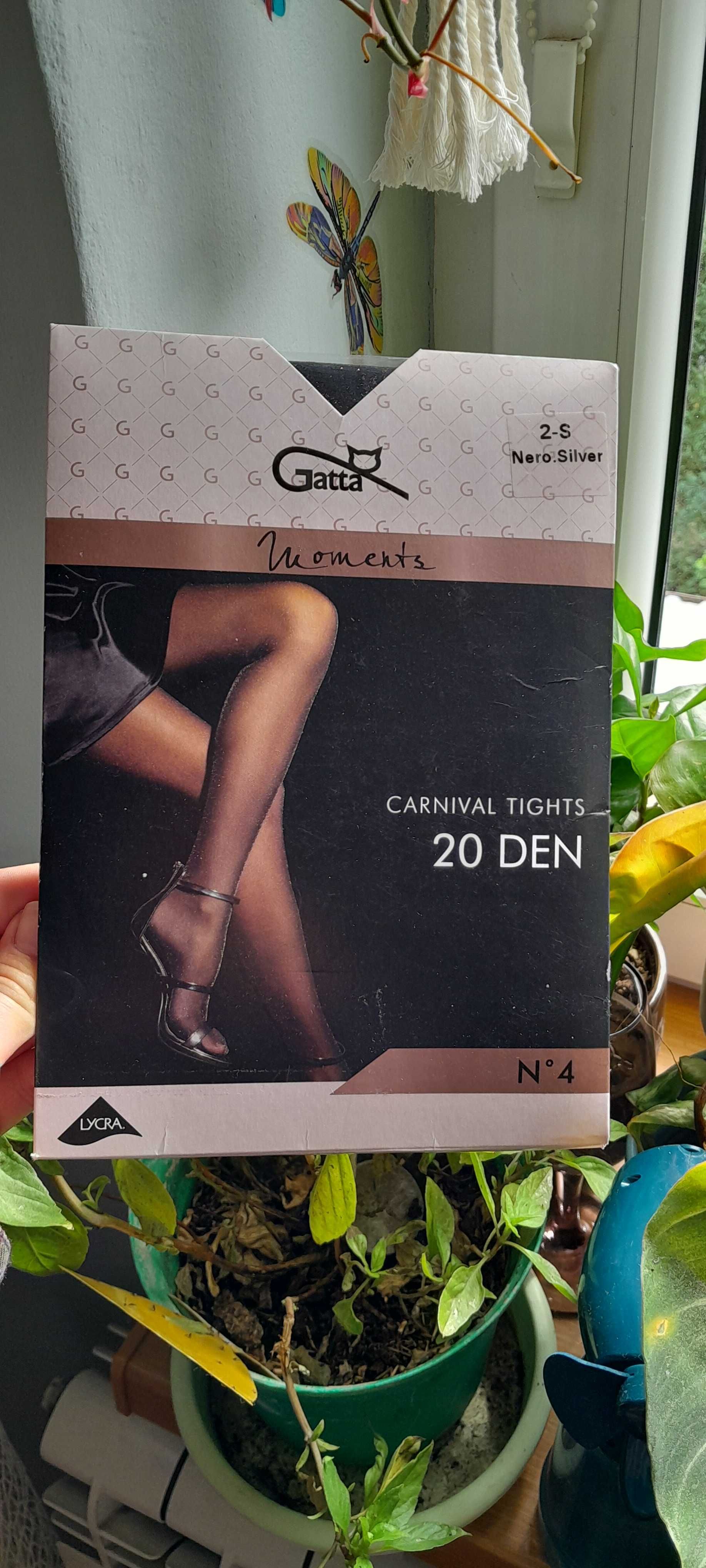 rajstopy gatta czarne brokatowe brzyszczące carnival tighs 2 S 20 DEN