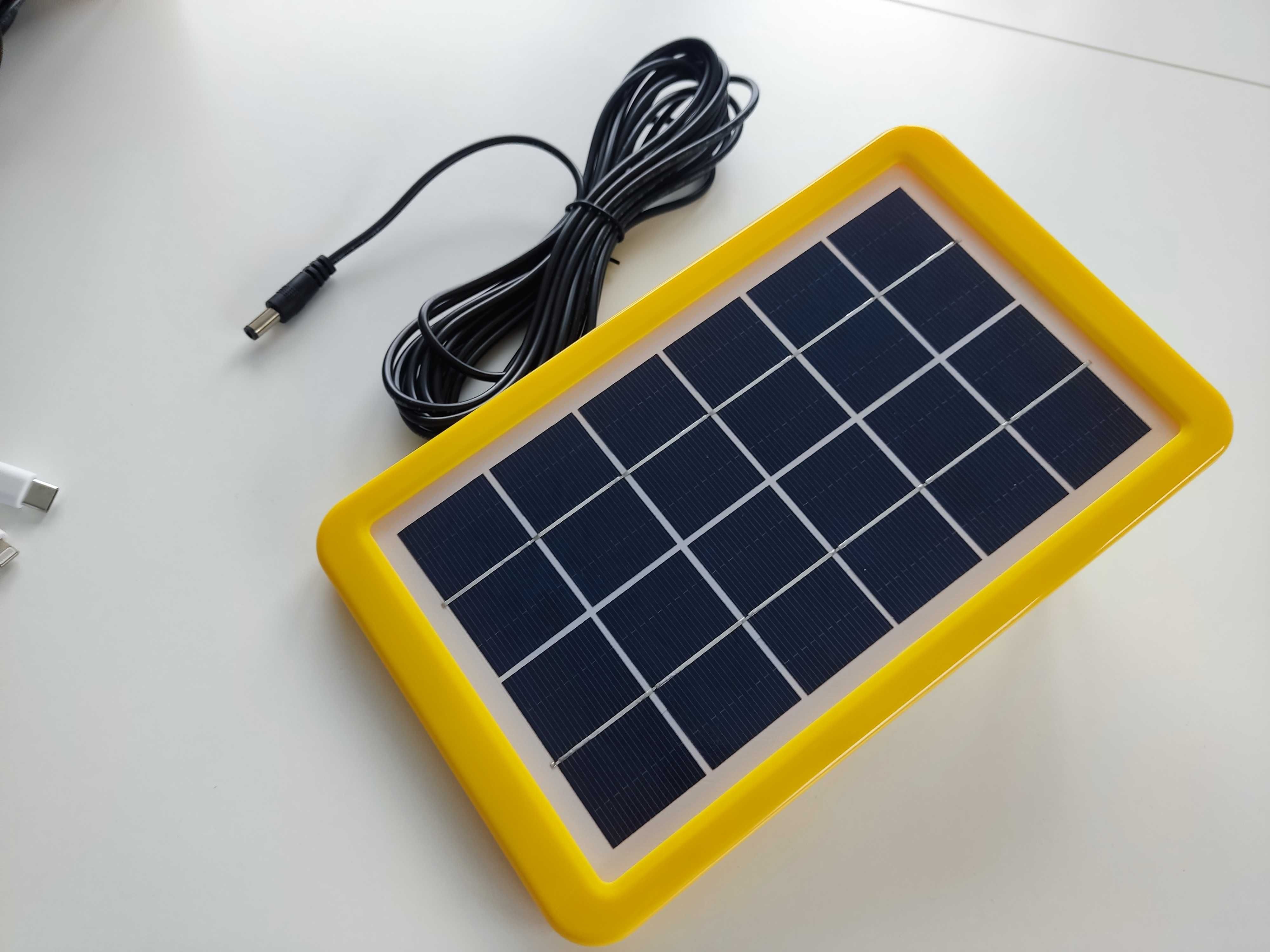 Zestaw Solarny PowerBank Latarka Zarówka Akumulator Li ION USB Led