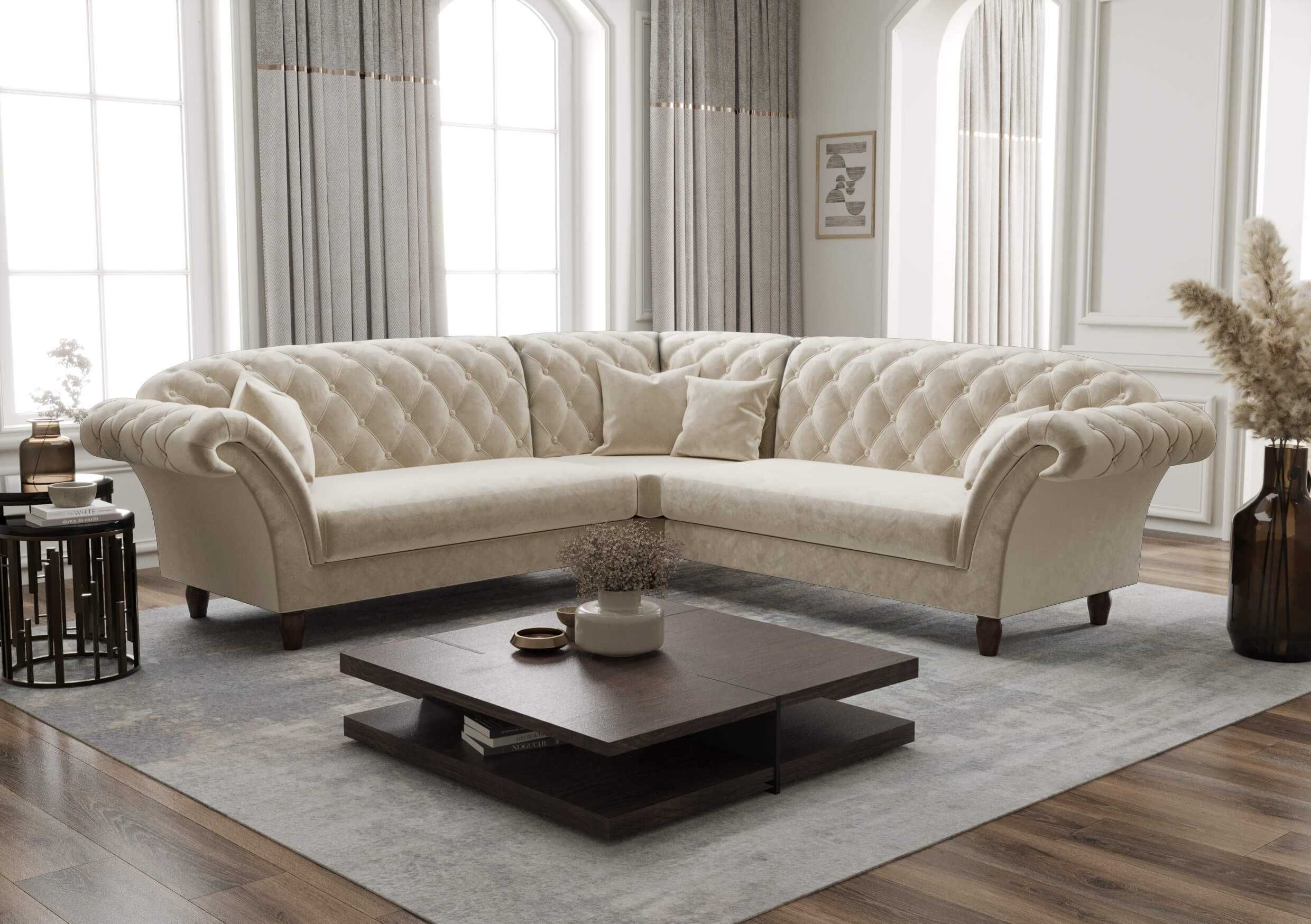 Narożnik Rogówka Chesterfield Royal Glamour Elegancki Wygodny Stylowy