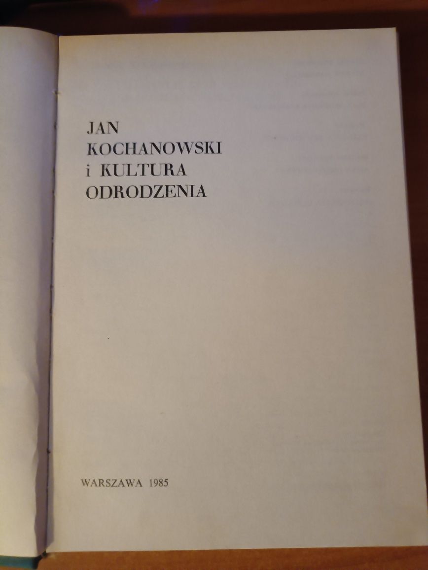 "Jan Kochanowski i kultura odrodzenia"