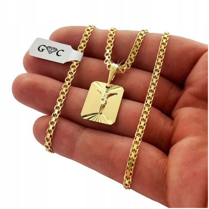 Złoty Łańcuszek I Medalik Pan Jezus Srebro Próba 925 Dla Chłopca Na Ch