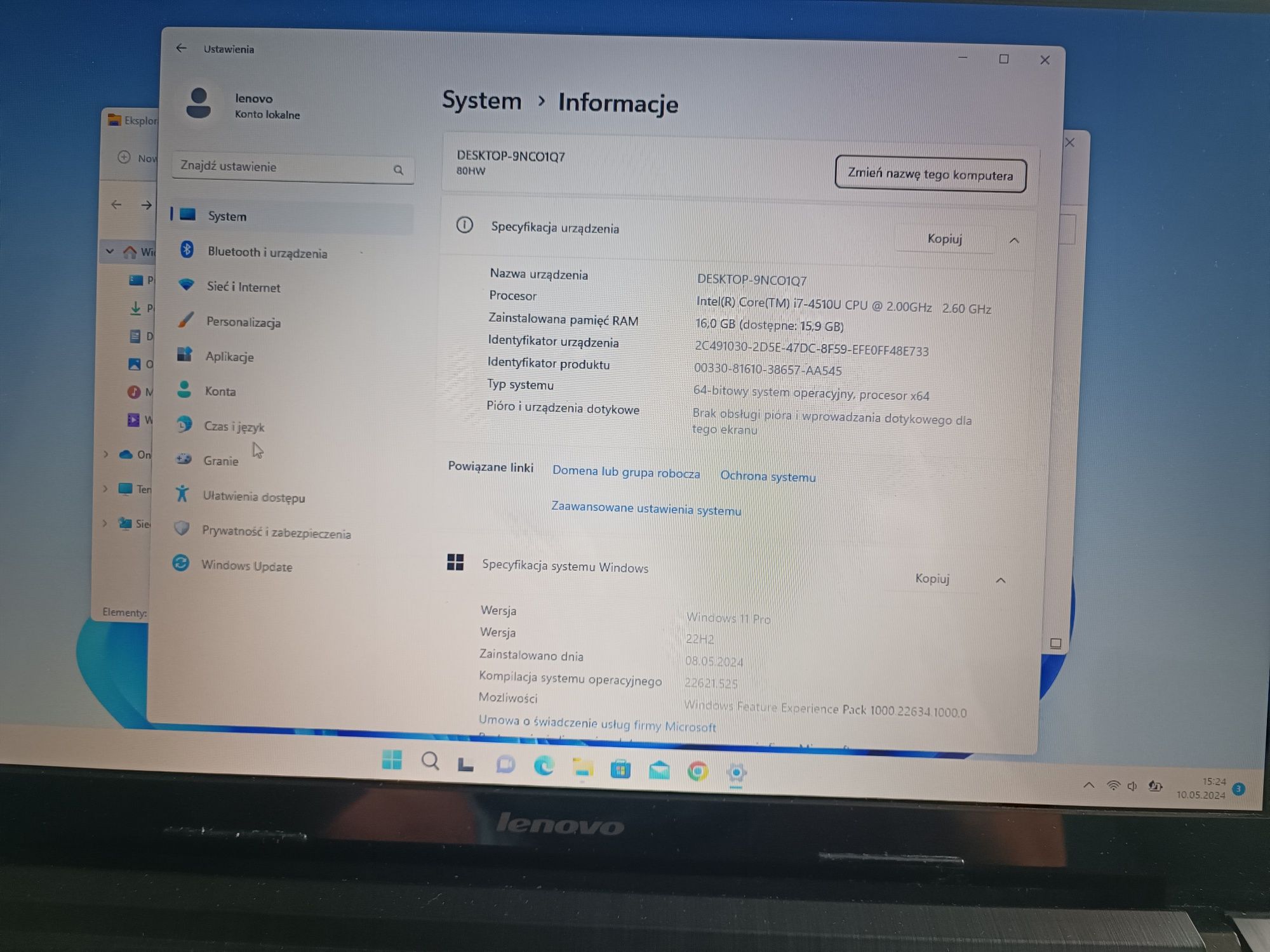 Lenovo g70-70 procesor i7 4 generacji, windows 11