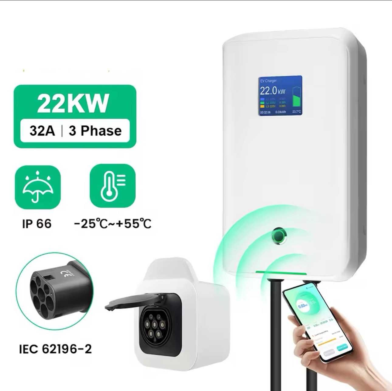 Wallbox Carregador - 22kw - 32A - Trifasica - C/ TOMADA