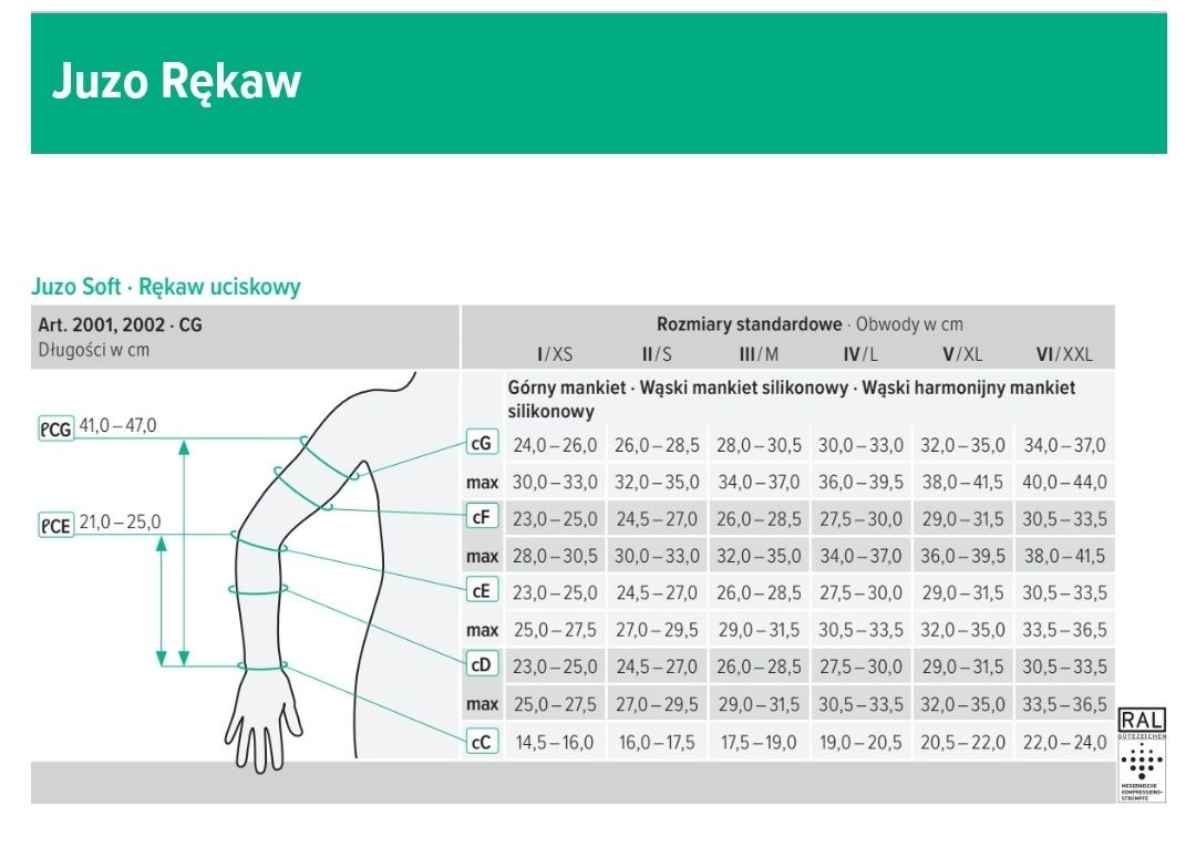 Nowy Juzo Rękaw uciskowy ręka